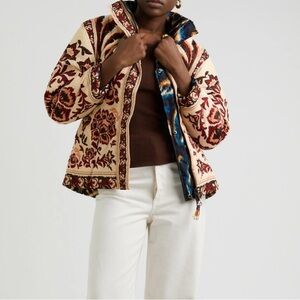 Farm Rio Toucans Scarf Reversible Printed Puffer Jacket/Vest Size XLarge NWT